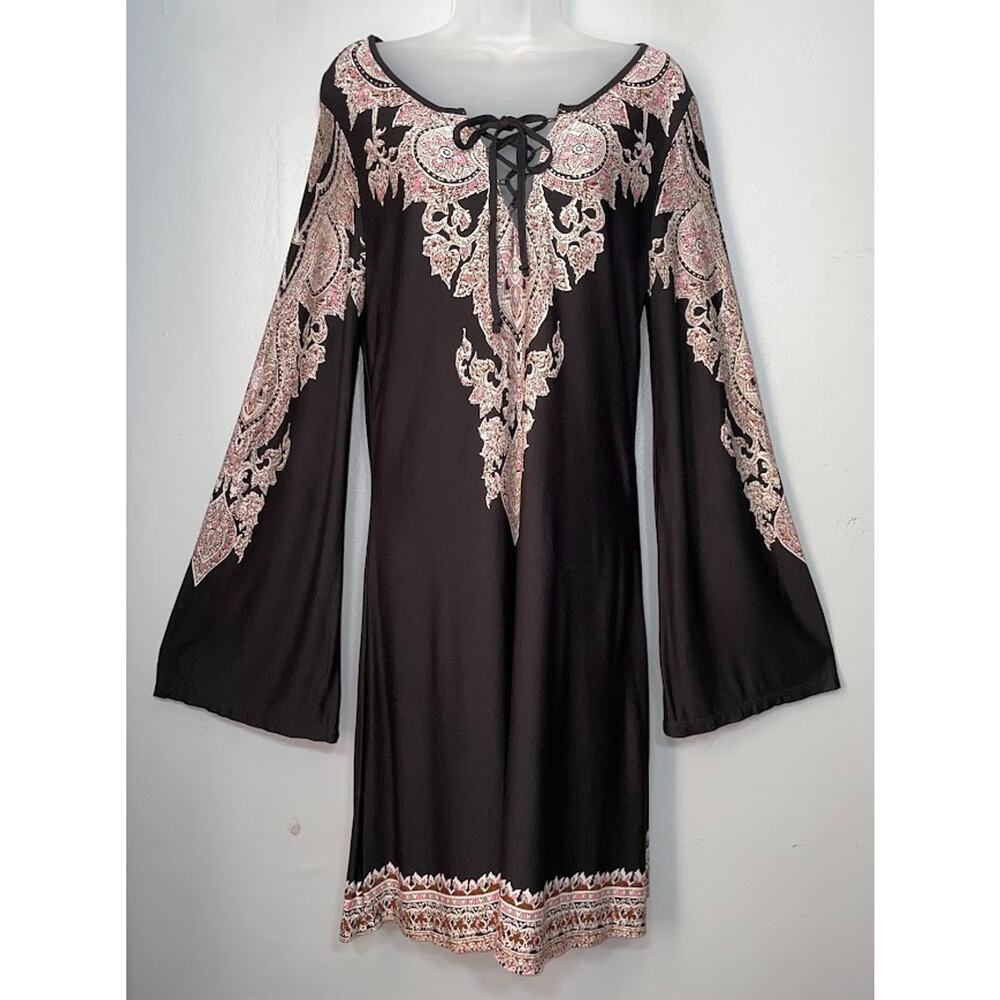 Lascana Size 6 Small Black Pink Paisley Dress Dark Romantic Fairy Gothic Witchy